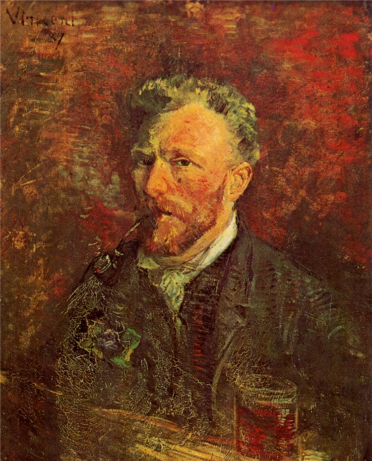 Self-Portrait With Pipe And Glass Van Gogh Oil Painting